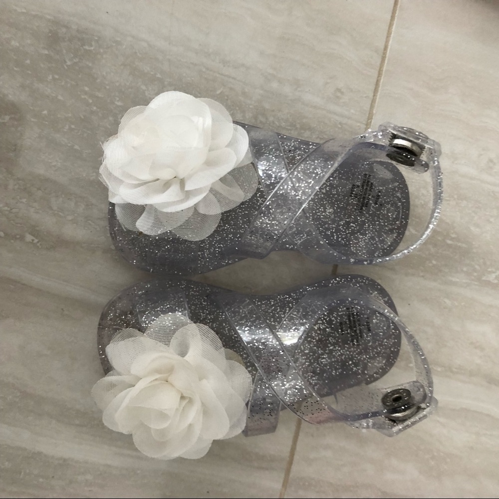 Baby Jellies Sandal clear white flower
